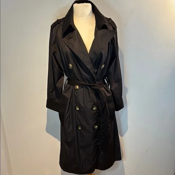 Sonia Rykiel black double breasted trench coat/raincoat size large - Picture 1 of 12